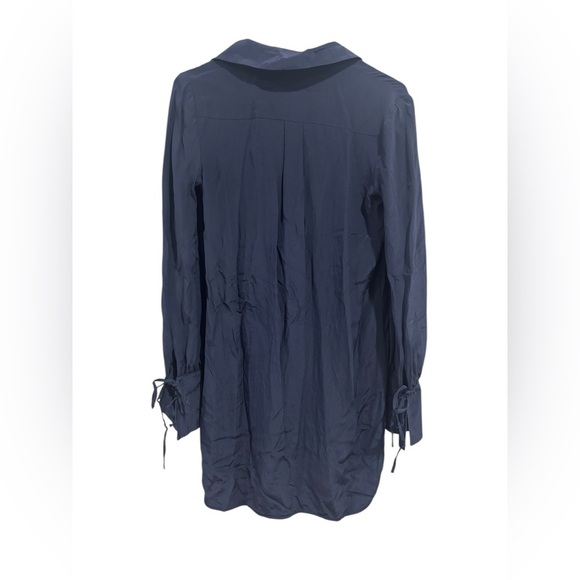 Tory Burch Navy Blue Women's Shirt Dress Button Up Collared Silk Size 2 - Picture 5 of 8